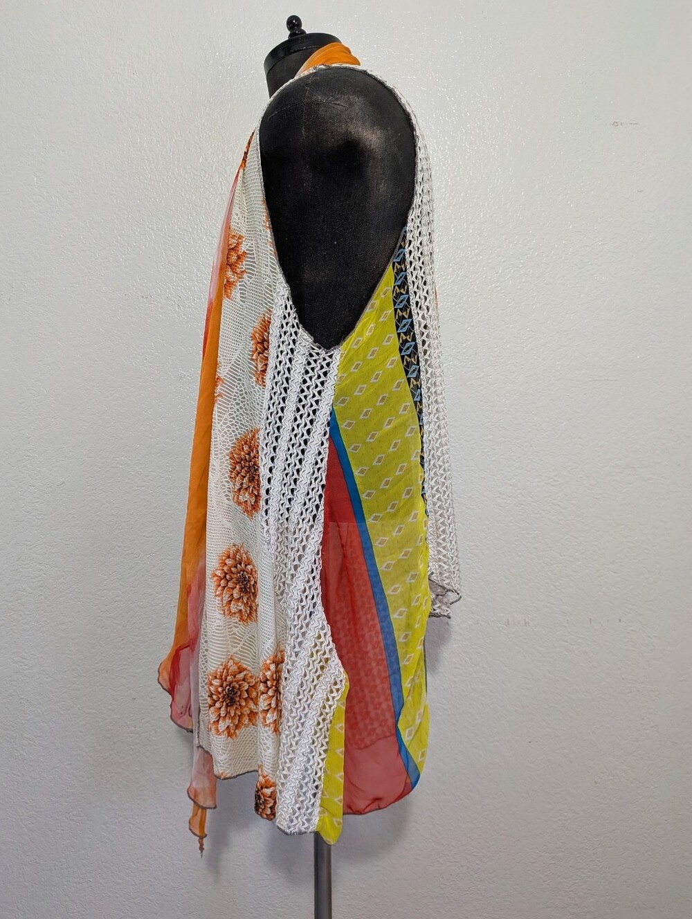 Feratelli Colorful Multi-Panel Decorative Scarf Med Duster Orange, Yellow, White